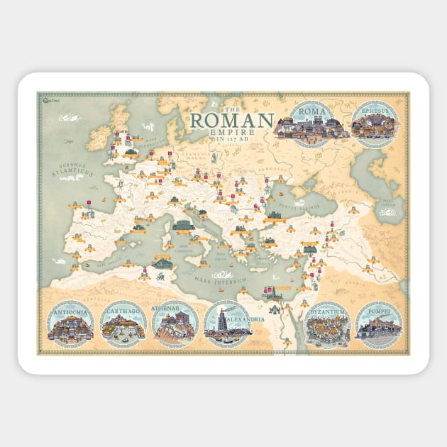 The Roman Empire map 117 AD Sticker by qpiii